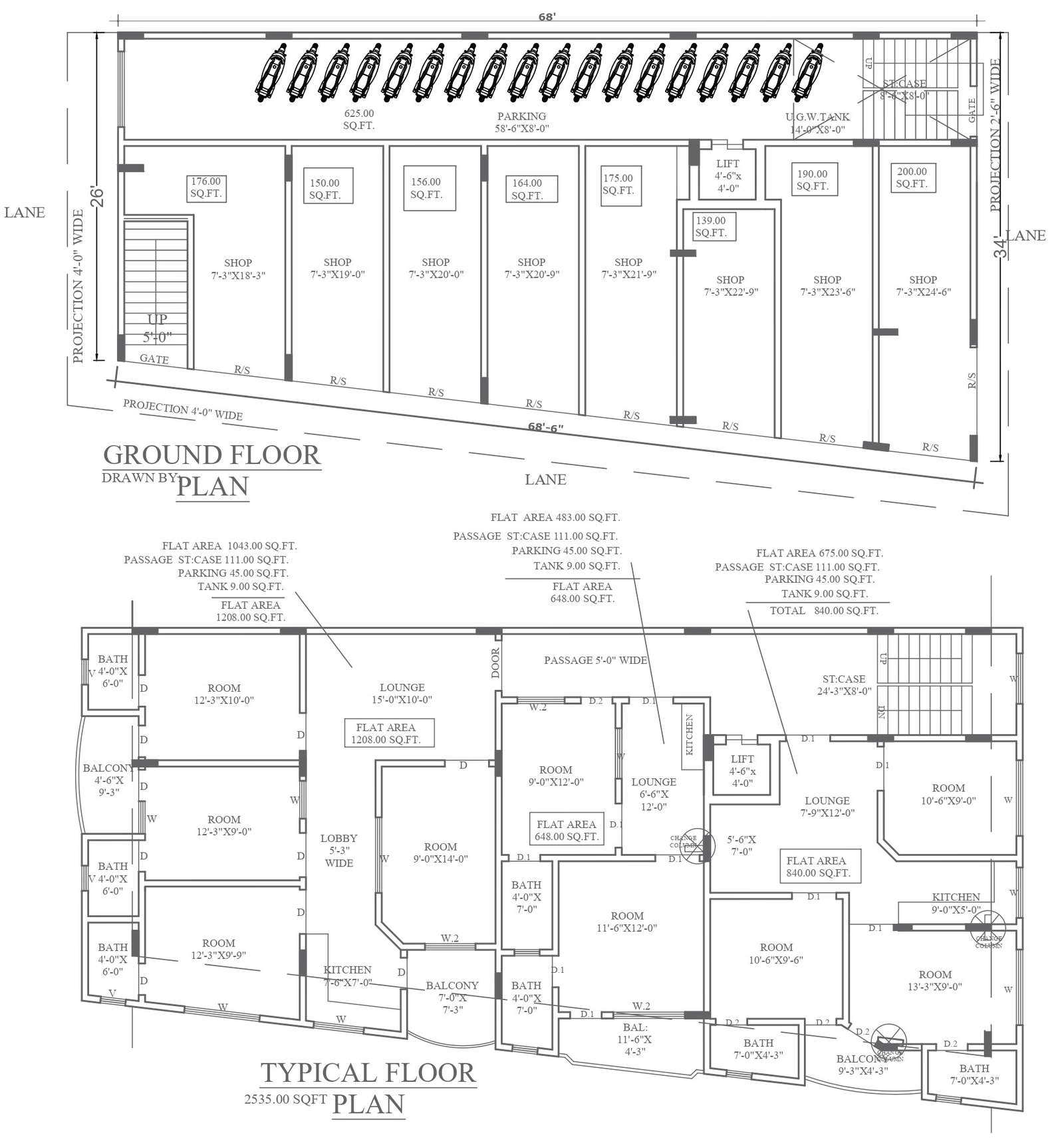 Royal Taj Restaurant typical floor plan detail with shops on ground ...