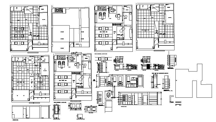 Salon drawing with elevations in autocad Cadbull