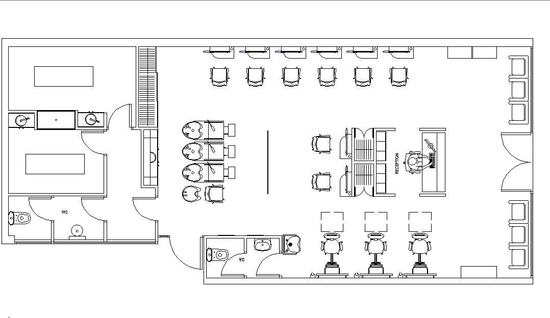 Saloon layout plan dwg file - Cadbull