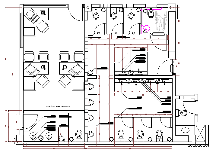 Sanitary Rooms of Multi Flooring Corporate Building Elevation dwg file ...