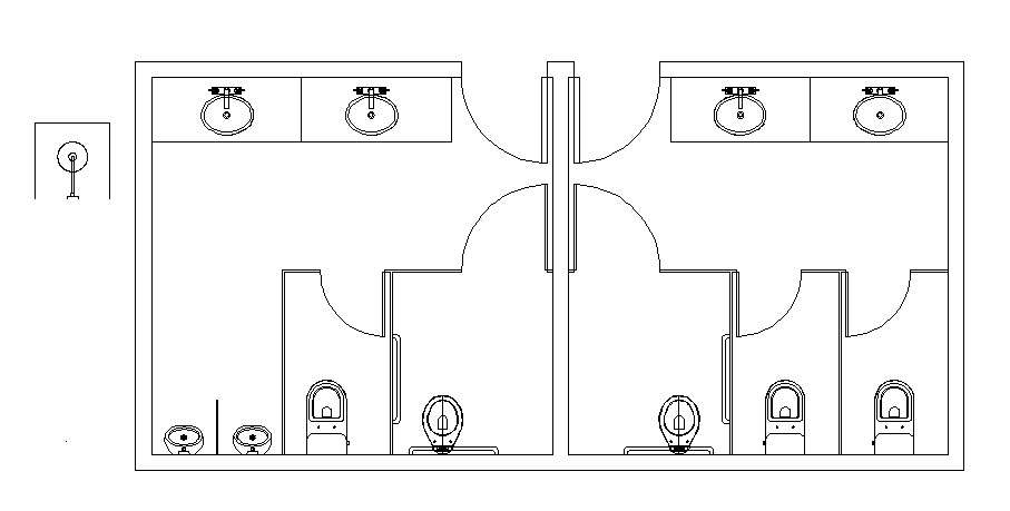 Sanitary distribution plan details of sports center dwg file - Cadbull