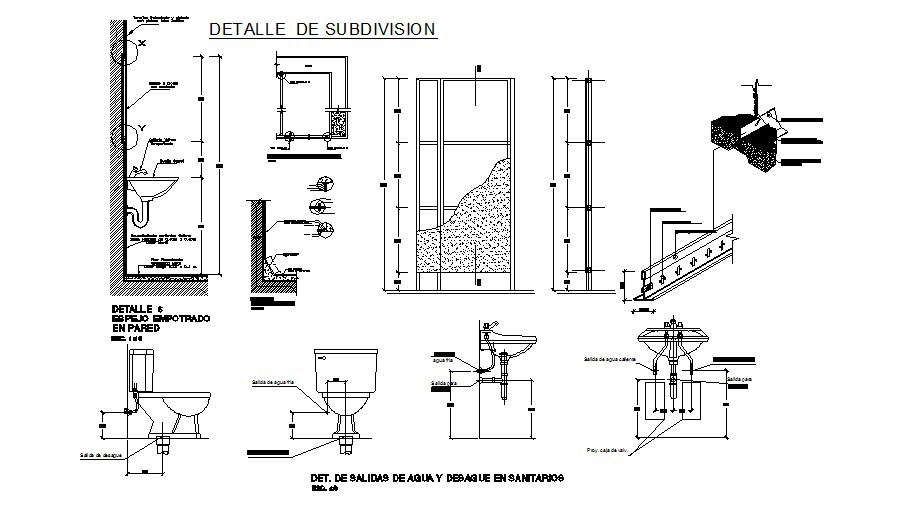 Sanitary Installation And Plumbing Details Of House Bathroom Dwg File