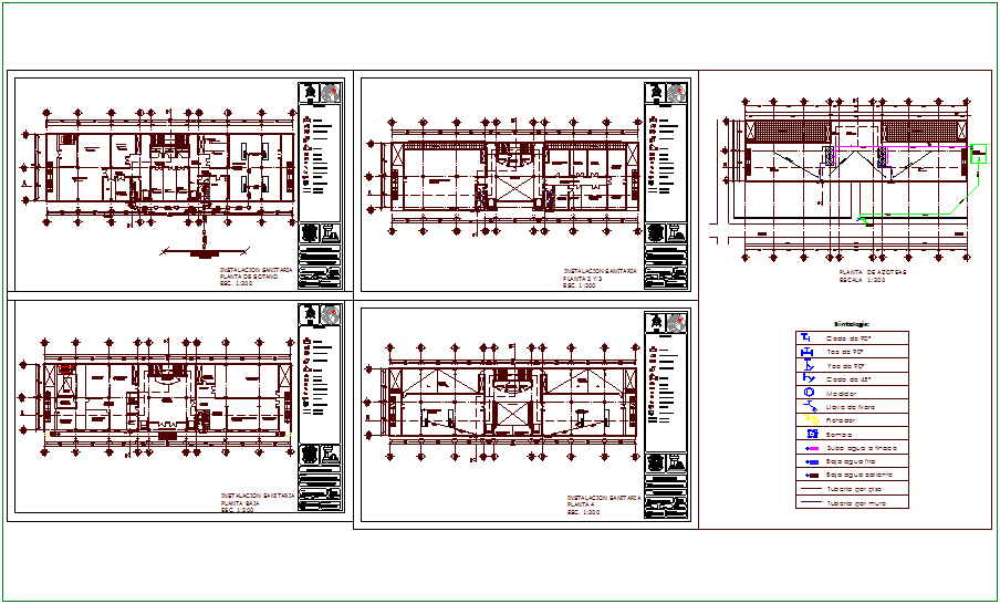 Sanitary installation floor plan with legend of government building dwg ...