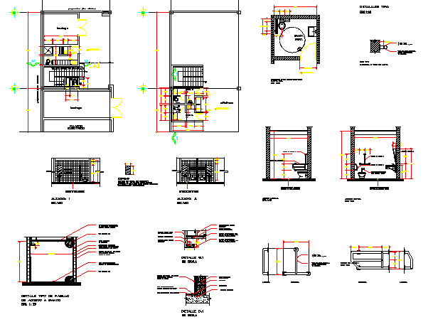 Sanitary installation with constructive details of shopping center dwg ...