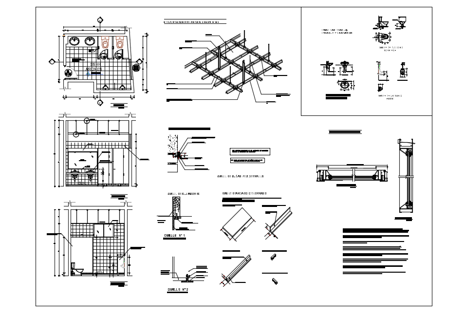 Sanitary plan and elevation with detail view of sanitary view dwg file ...