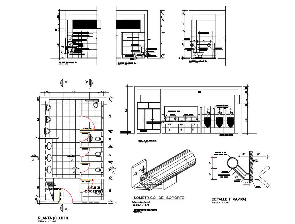 Sanitary Section Plan And Installation Cad Drawing Details Dwg File Cadbull