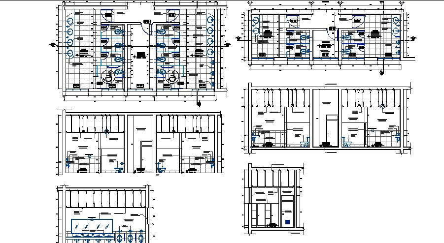 Sanitary services of mall section, plan and installation details dwg ...