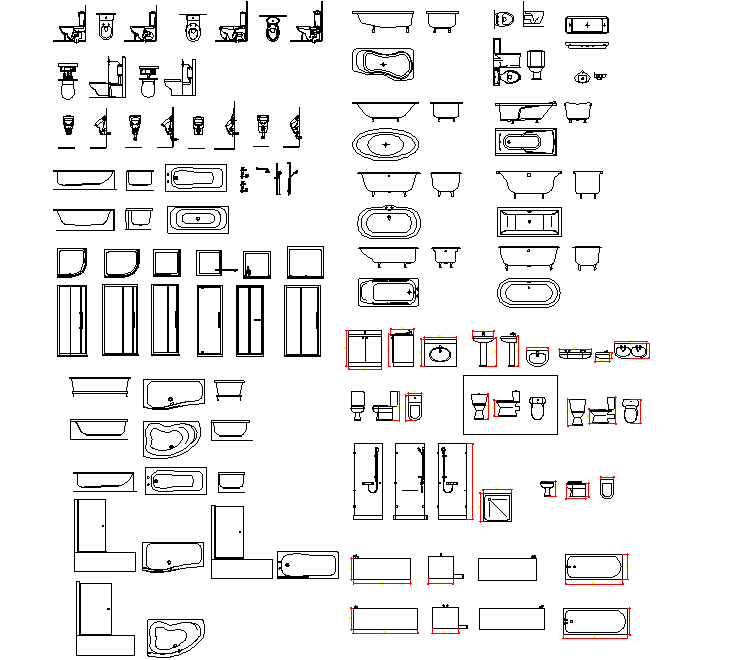 Sanitary ware blocks dwg file - Cadbull