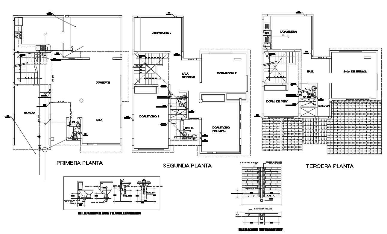 Sanitary Installation Plan For House - Cadbull