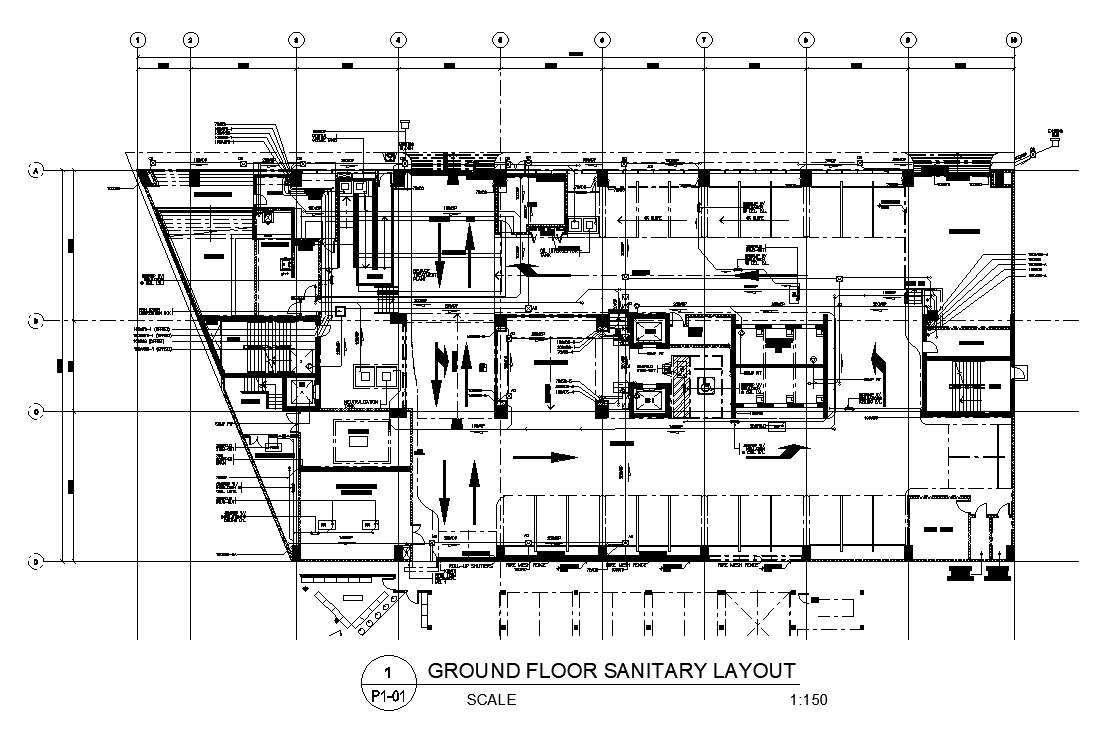 Sanitary layout of the building cad drawing is given in this cad file ...