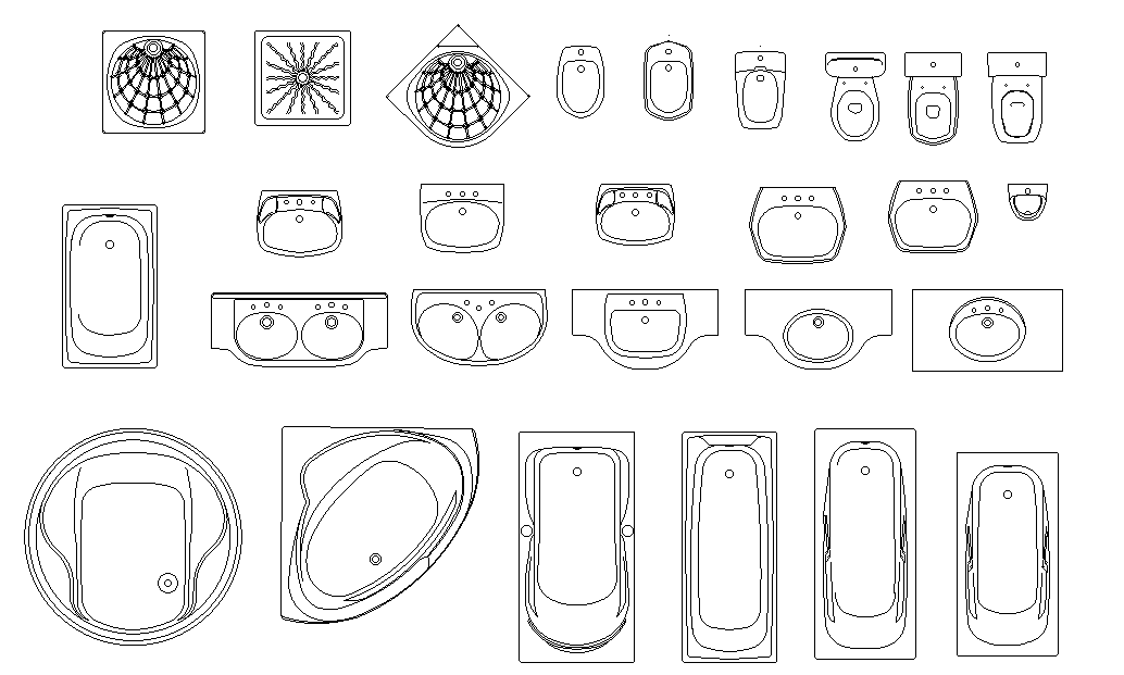 Sanitary ware details are given in this Autocad drawing file. Download ...