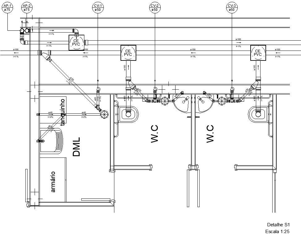 Sanitary Ware Piping Details In Autocad Dwg File Cadbull