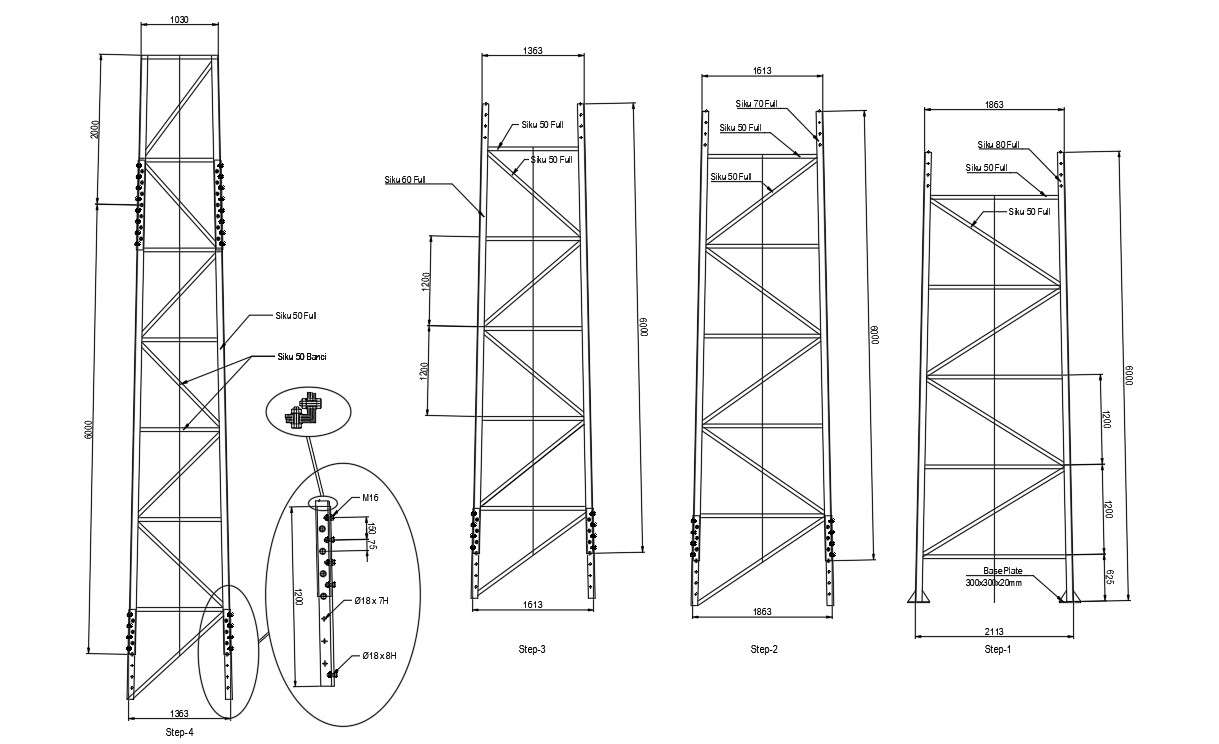 Scaffolding design with detail AutoCAD 2D drawing, CAD file, dwg file