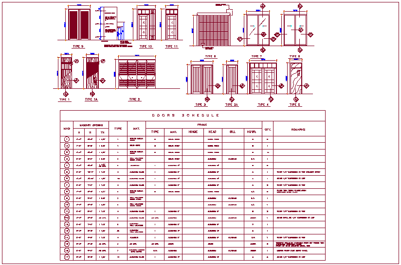 Schedule of door with residential door view - Cadbull