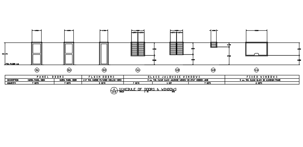 Schedule Of Door And Windows Of Resort With Detail AutoCAD Drawing, Dwg ...