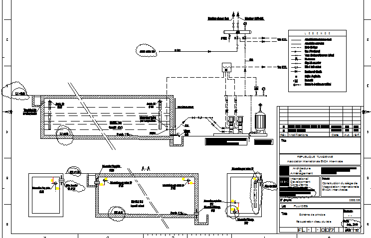 Schematic diagram Recovery of rainwater of office building dwg file ...