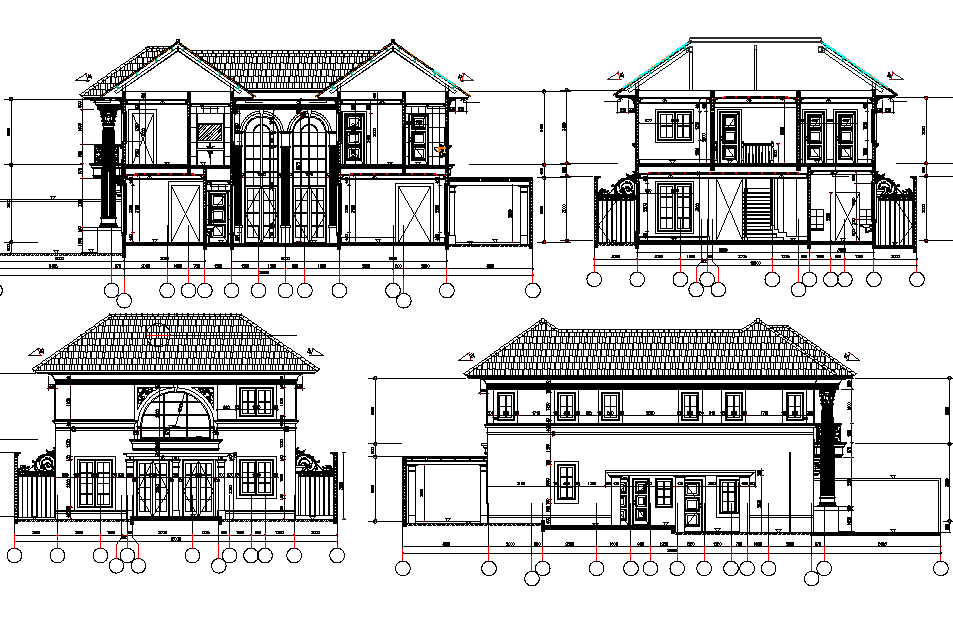 School Elevation Centre line plan detail dwg file - Cadbull