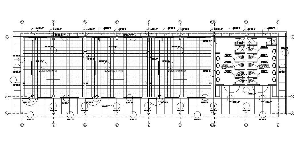 School and classrooms second floor distribution plan details dwg file ...