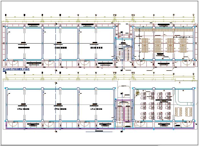 School building plan detail view dwg file - Cadbull