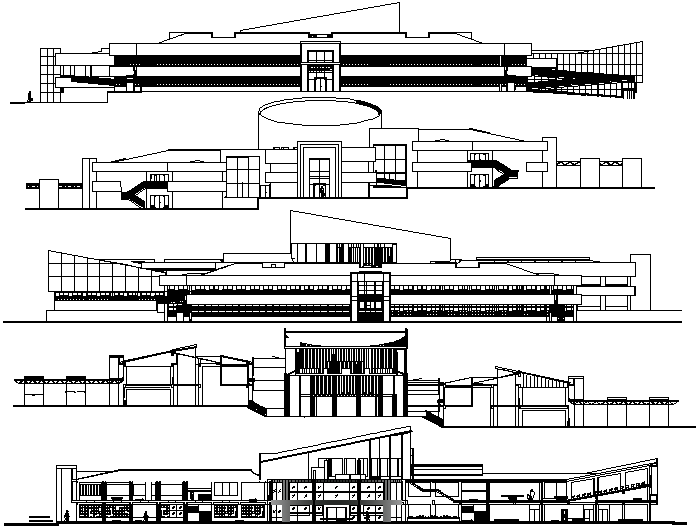 School building plan elevation section detail view dwg file - Cadbull