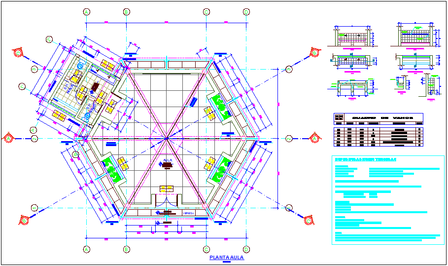 School classroom plan with detail view and door and winnow detail dwg ...