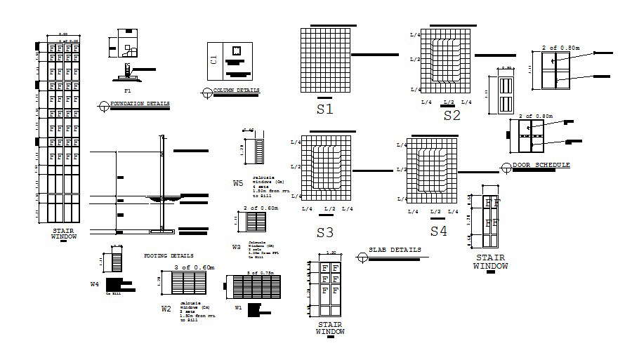 School footings, doors and windows, slab and auto-cad details dwg file ...