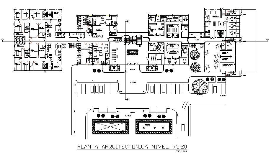 Second and third floor plan details of multi-level civil hospital dwg ...