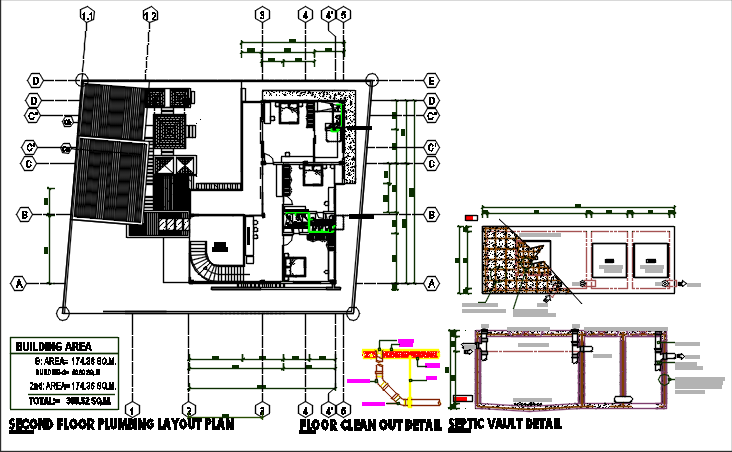 Second floor plumbing plan detail dwg file Cadbull