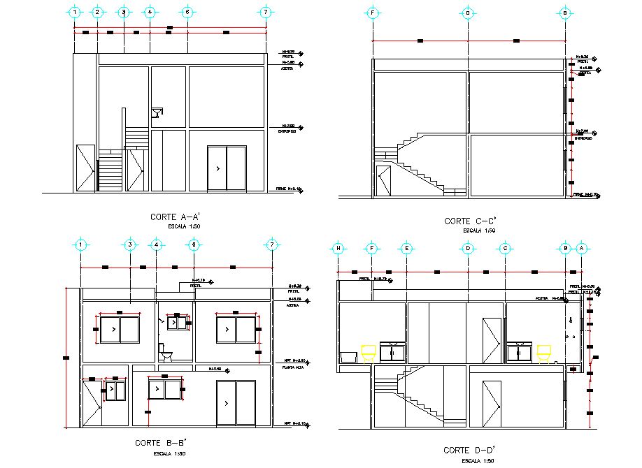 Section Project executive home plan detail dwg file - Cadbull