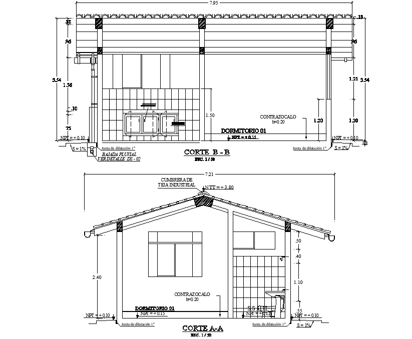 Section Teaching housing architecture plan layout file - Cadbull