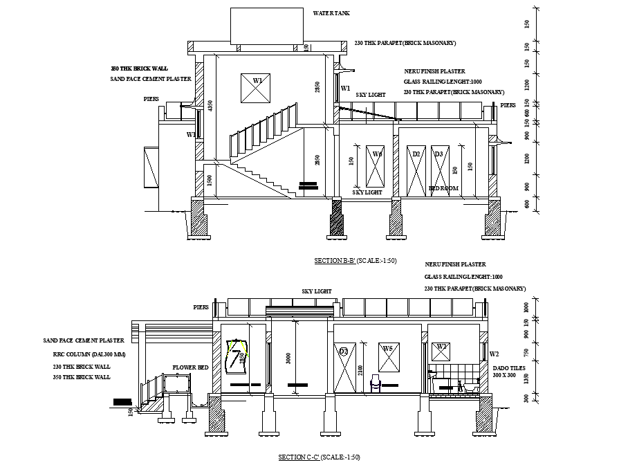 Section Bungalow Plan Detail Dwg File Cadbull