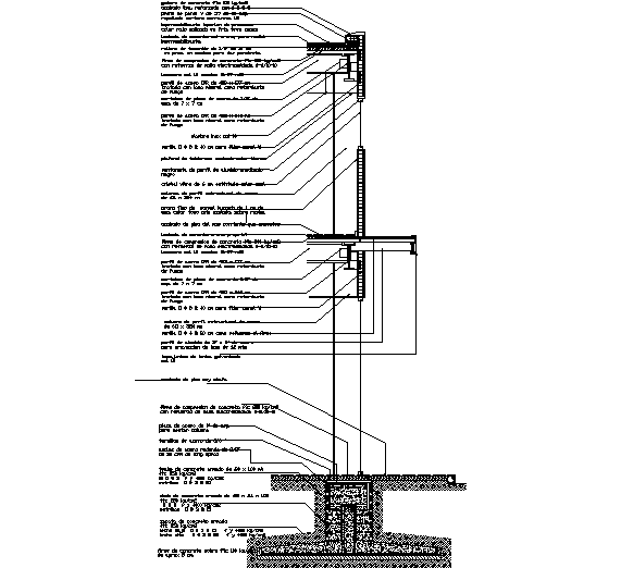 Section by facade detail dwg file - Cadbull