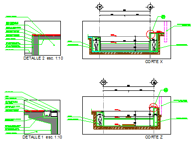 Section design drawing of swimming pool design - Cadbull