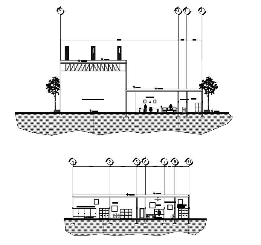 gym section drawing in autocad - Cadbull