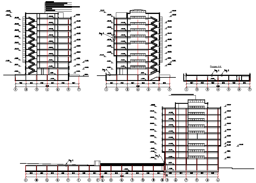 Section high rise plan detail dwg file - Cadbull