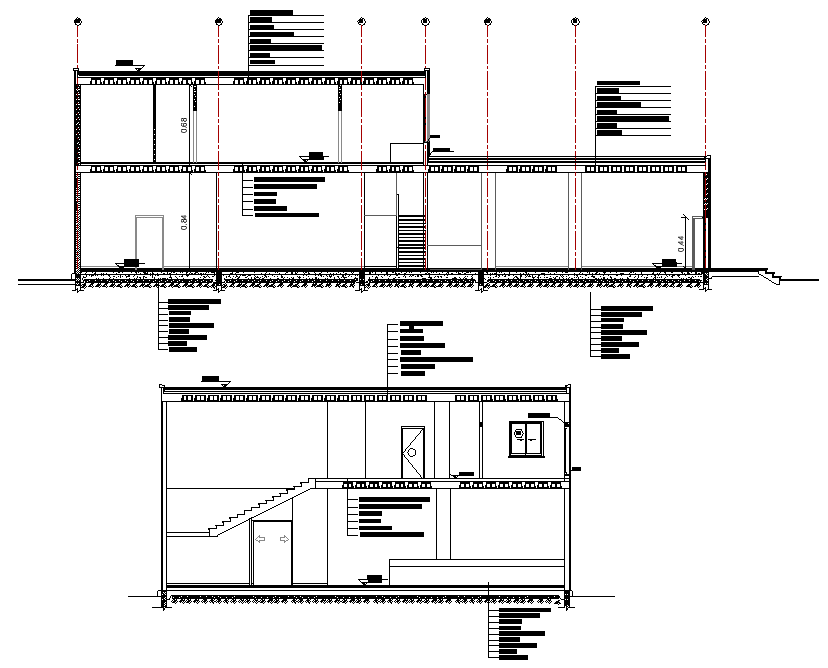 Section house plan detail dwg file - Cadbull