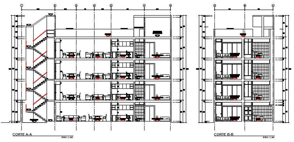 Section plan detail dwg file - Cadbull