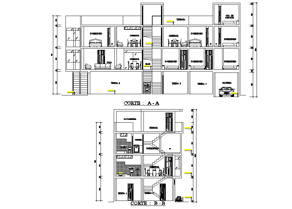 Section single family home detail autocad file - Cadbull