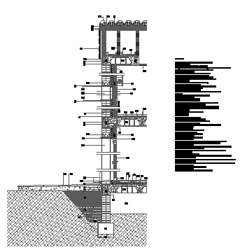 Section town house construction design drawing - Cadbull