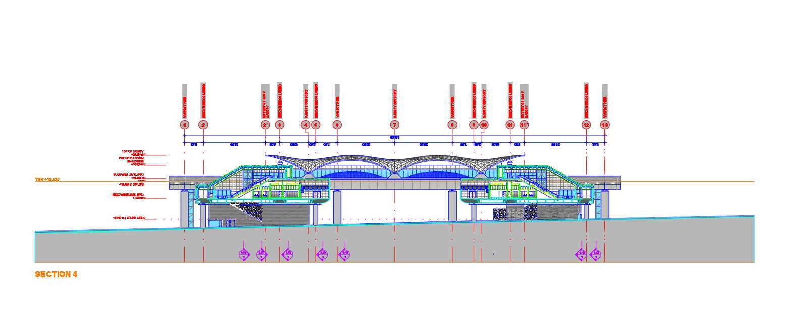 Section 4 of metro station in AutoCAD 2D drawing, dwg file, CAD file