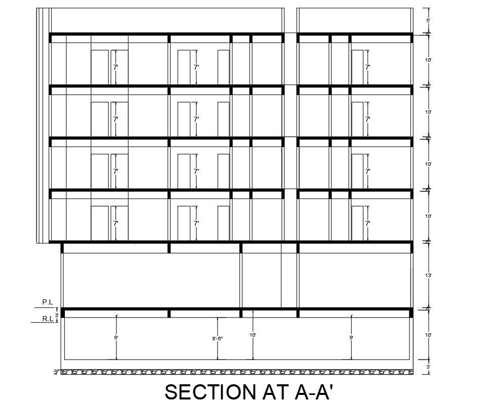 Section Aa' Of Building In Autocad 2d Drawing, Dwg File, Cad File - Cadbull