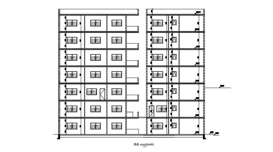 Section B-B' Of Apartment Building CAD File - Cadbull