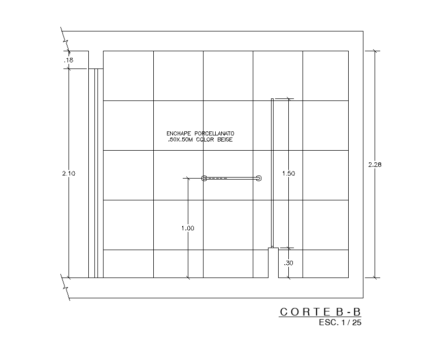 Section B to B of 2.76x1.6m toilet plan is available in the autocad 2d ...