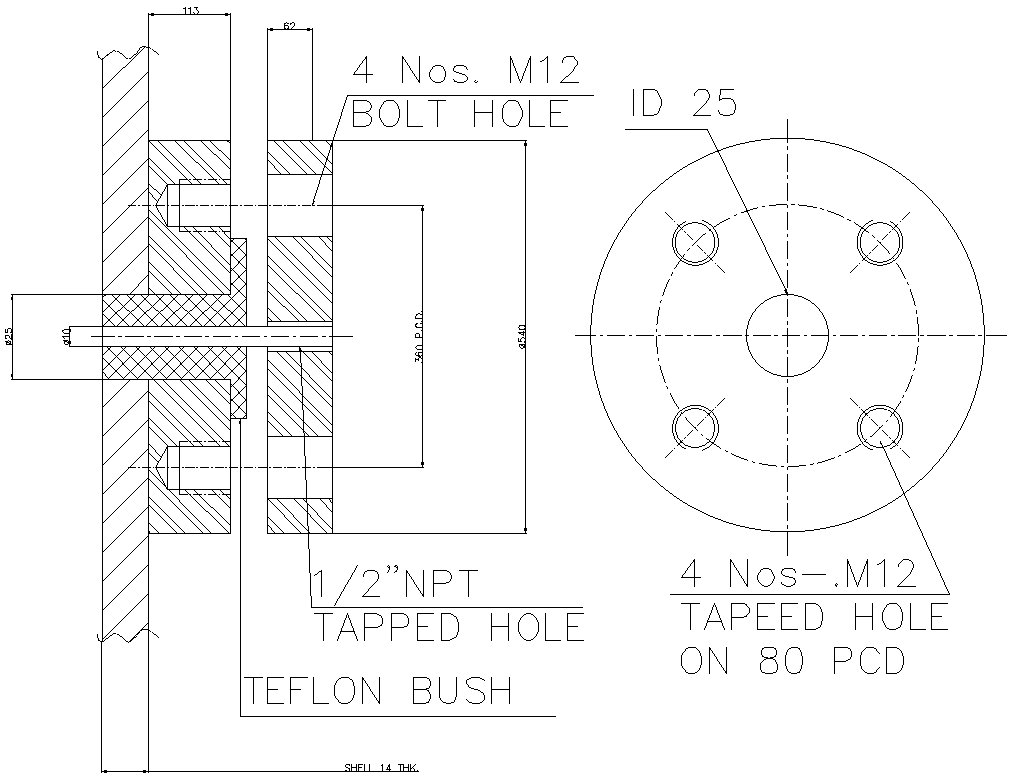 Section Detail of Nozzle of Vaccum Dryer Detail DWG AutoCAD file - Cadbull