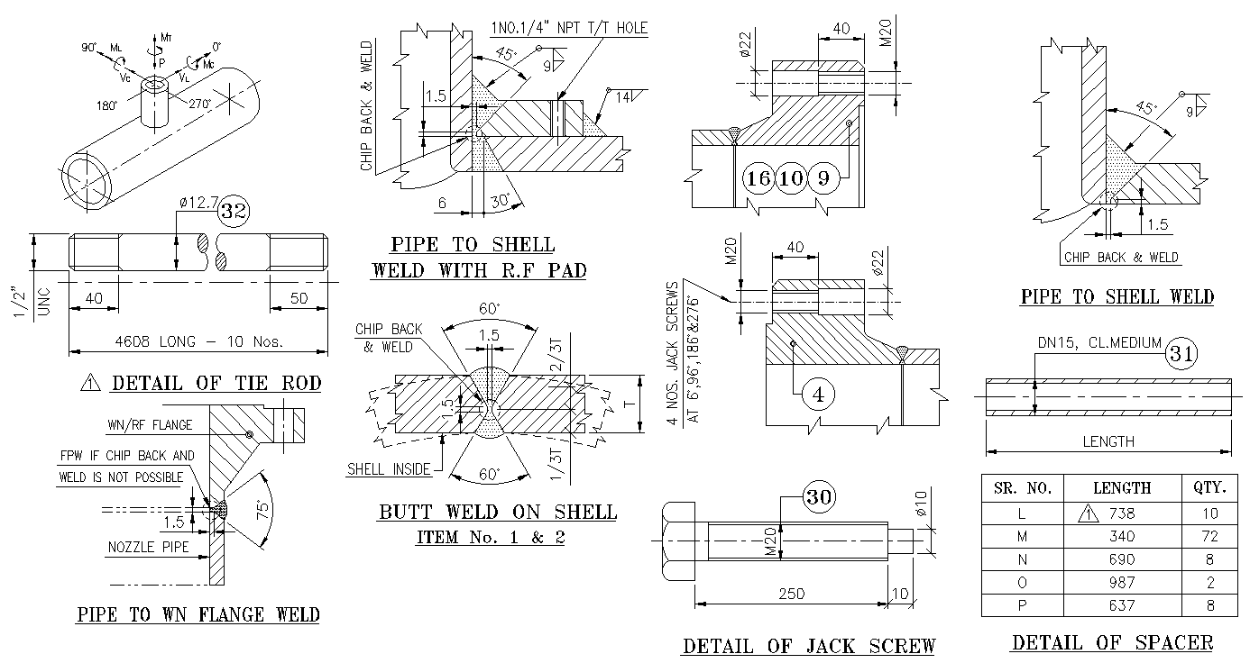 Section Detail of tie Rod and Detail section of Spacer DWG AutoCAD file ...