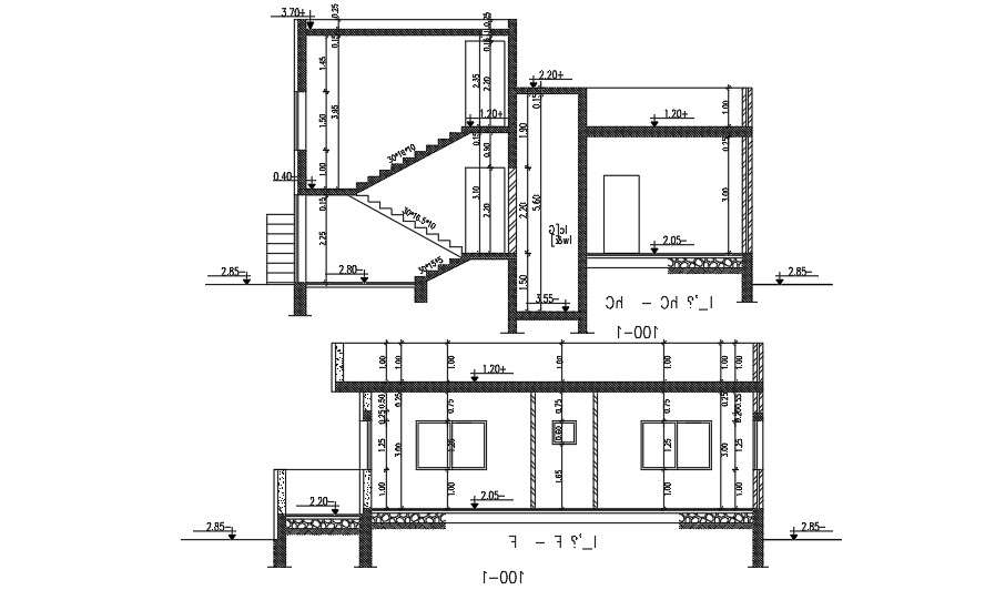 Section Of 12x12 Meter House Building DWG File - Cadbull