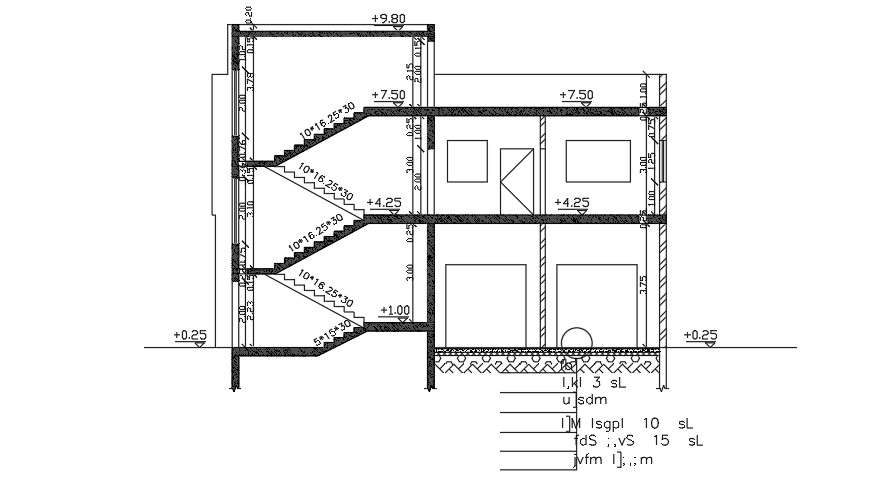 Section Of 14x9 Meter House Building DWG File - Cadbull