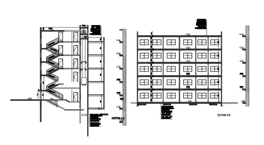 Section View Of 20x15 Meter Apartment AutoCAD DWG File - Cadbull