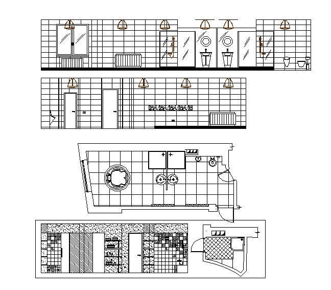 Sectional Detail And Elevation Of A Bathroom Dwg File - Cadbull