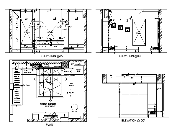 Sectional Detail And Elevation Of A Bed Cadbull